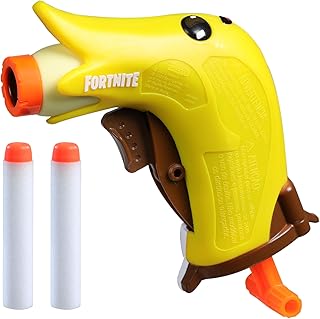 Nerf Fortnite MicroShots Micro Peely Bone Mini Blaster, Fortnite Peely Bone Outfit Design, 2 Nerf Elite Darts, Fortnite Nerf Blaster