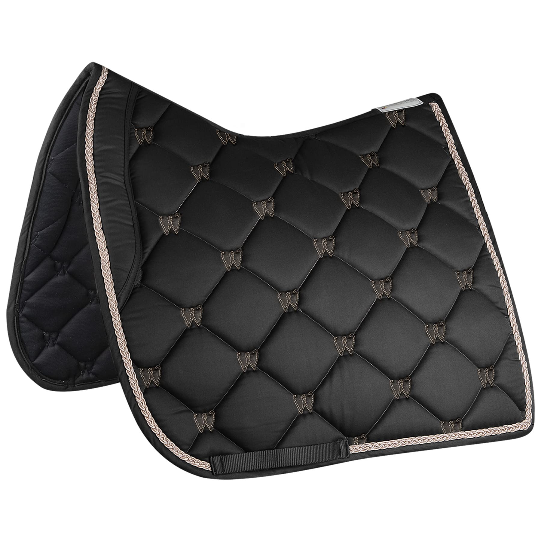 Tapis de selle Valencia Waldhausen noir et or rose en taille dressage DR