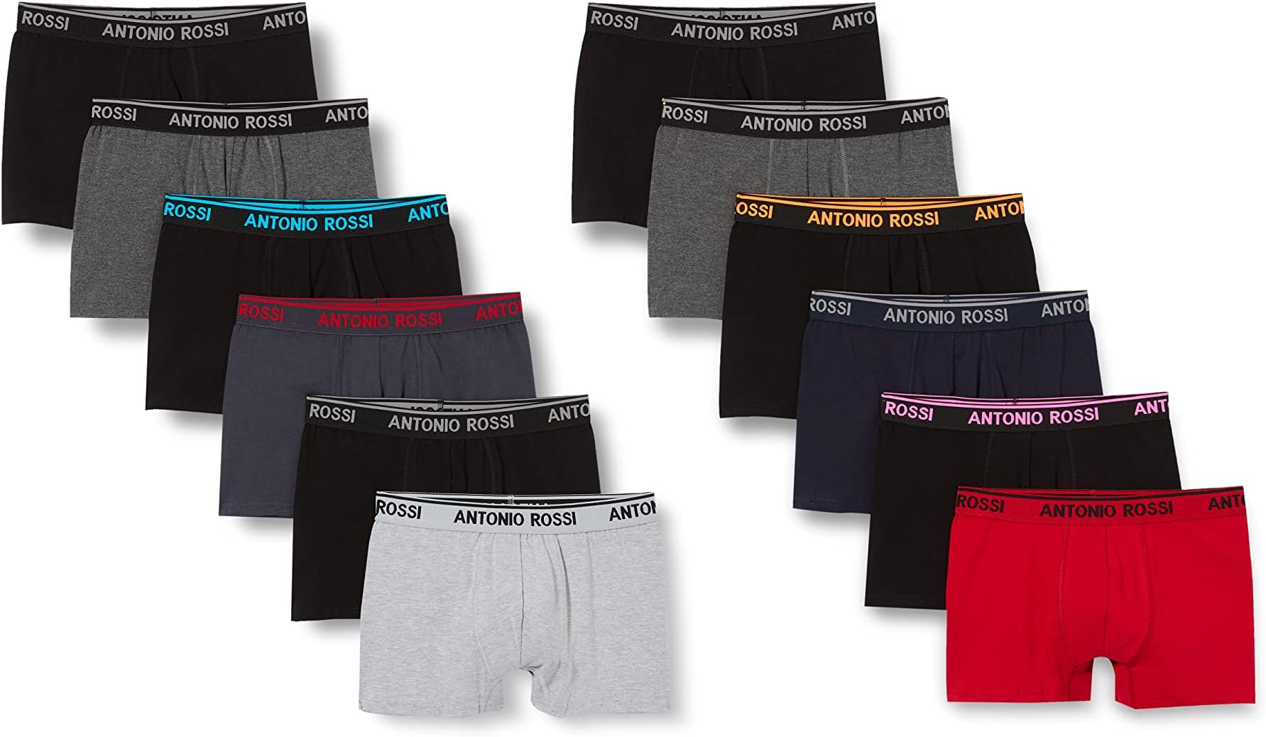 FM London Antonio Rossi Men's Fitted Boxer Hipsters (Pack of 12), Multicolor, Medium