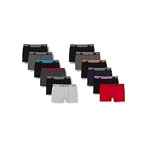 ANTONIO ROSSI Herren AR 12er Pack Fitted Boxer Hipsters, Schwarz, L