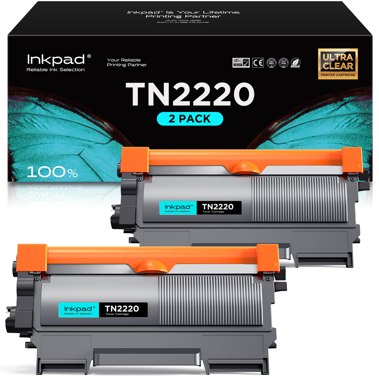 iNKPAD Toner TN2220 TN 2220 compatibile per Brother TN2220 TN-2010 per Brother MFC-7360N MFC-7460DN MFC-7860DW FAX-2840 FAX-2940 HL-2130 HL-2240 HL-2250DN HL-2135W DCP-7055 DCP-7055W (2 nero)