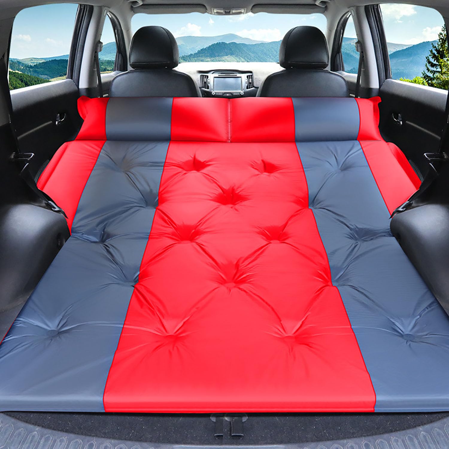 Materasso Gonfiabile per Auto per Buick Encore Encore GX Enclave Envision,Materassino Floccata Portatile Pieghevole Letto Aria Multifunzionale Airbed,G-Red 02