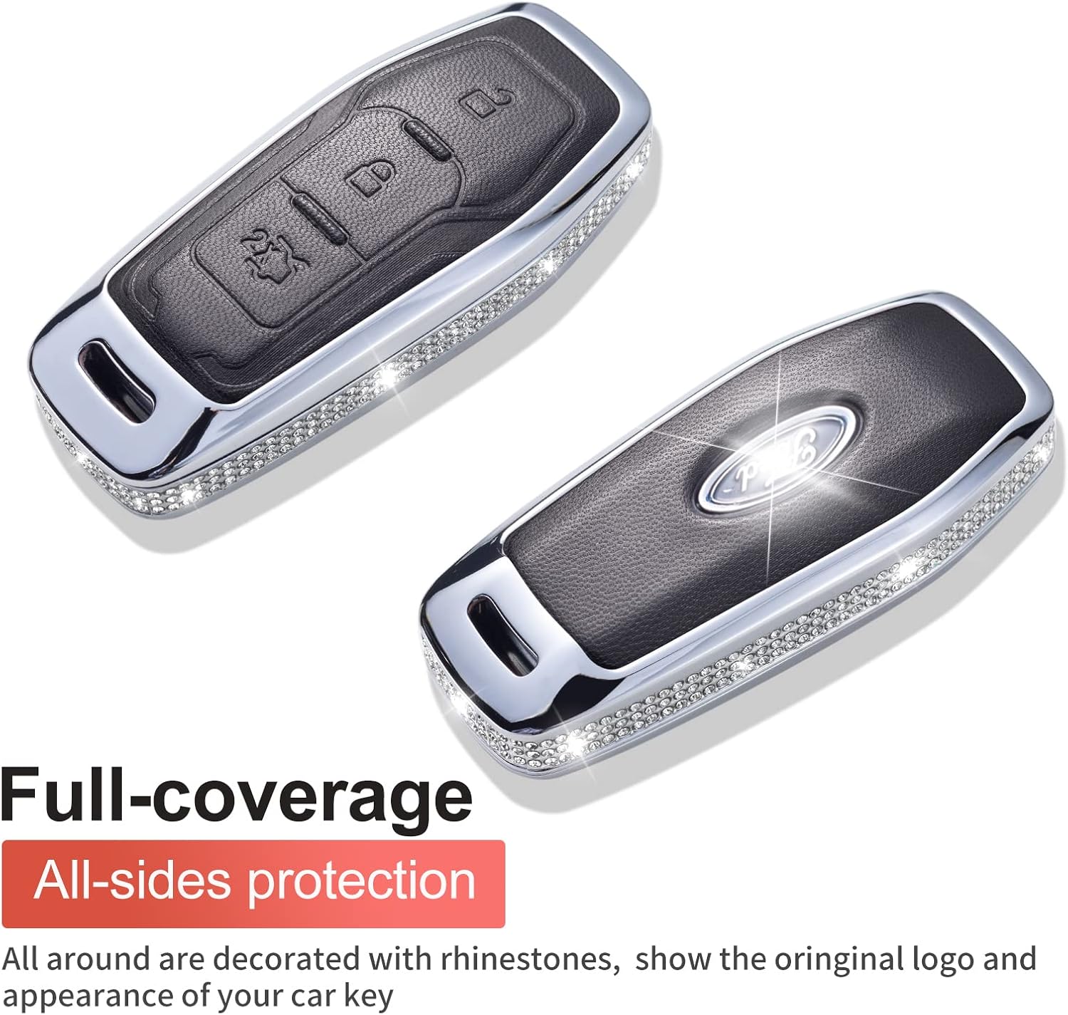 for Ford Key Fob Cover with Keychain, Black