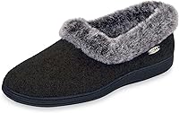 Acorn Women's Chinchilla Collar Moccasin Slippers - Plush Faux Fur Lining, Memory Foam Arch Support, Indoor/Outdoor Sole