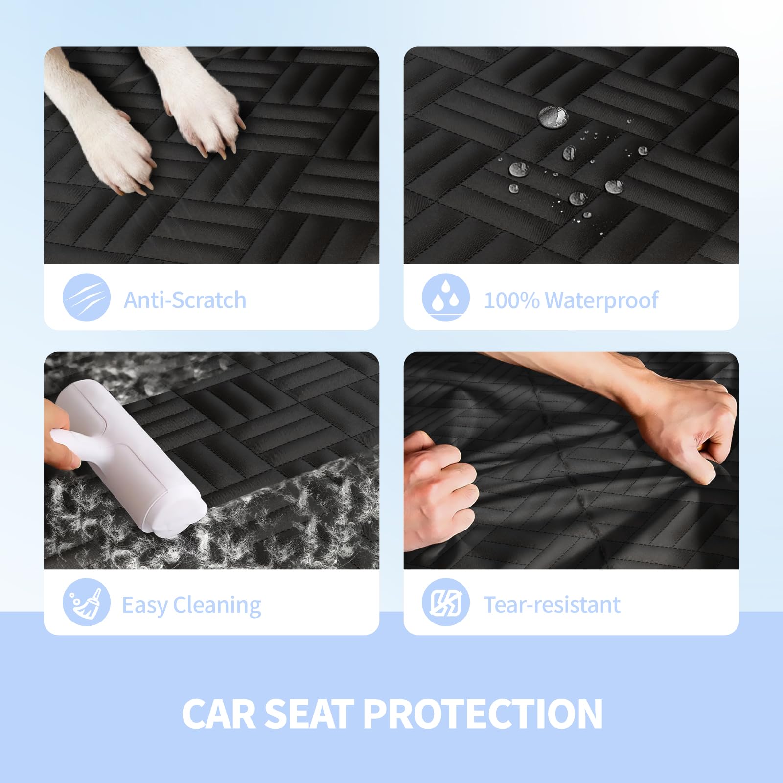 ELLINI Dog Car Seat Cover for Back Seat, Hard Bottom Back Seat Extender for Dogs, Holds 400lbs, 600D Heavy Duty Scratch-Proof Waterproof Dog Hammock for Full-Size Trucks/SUVs - image 4