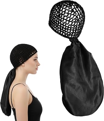 2 in 1 Wrap Cap for Silk Press,2 in 1 Wrap Cap Bonnet.Silk Press Wraps Caps with Detachable Hair Net for Curly, Coily & Natural Hair, for Silk Pres & Braids