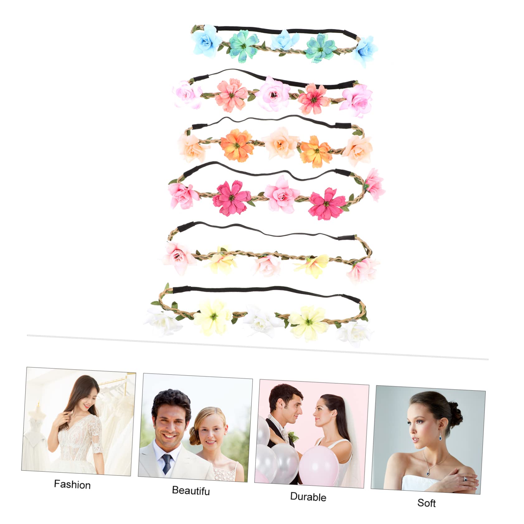Pz fascia per ghirlanda nuziale fascia di fiori da sposa di fiori diadema della ragazza dei fiori floreale Fascia per fiori da sposa fasce di fiori per le donne seta