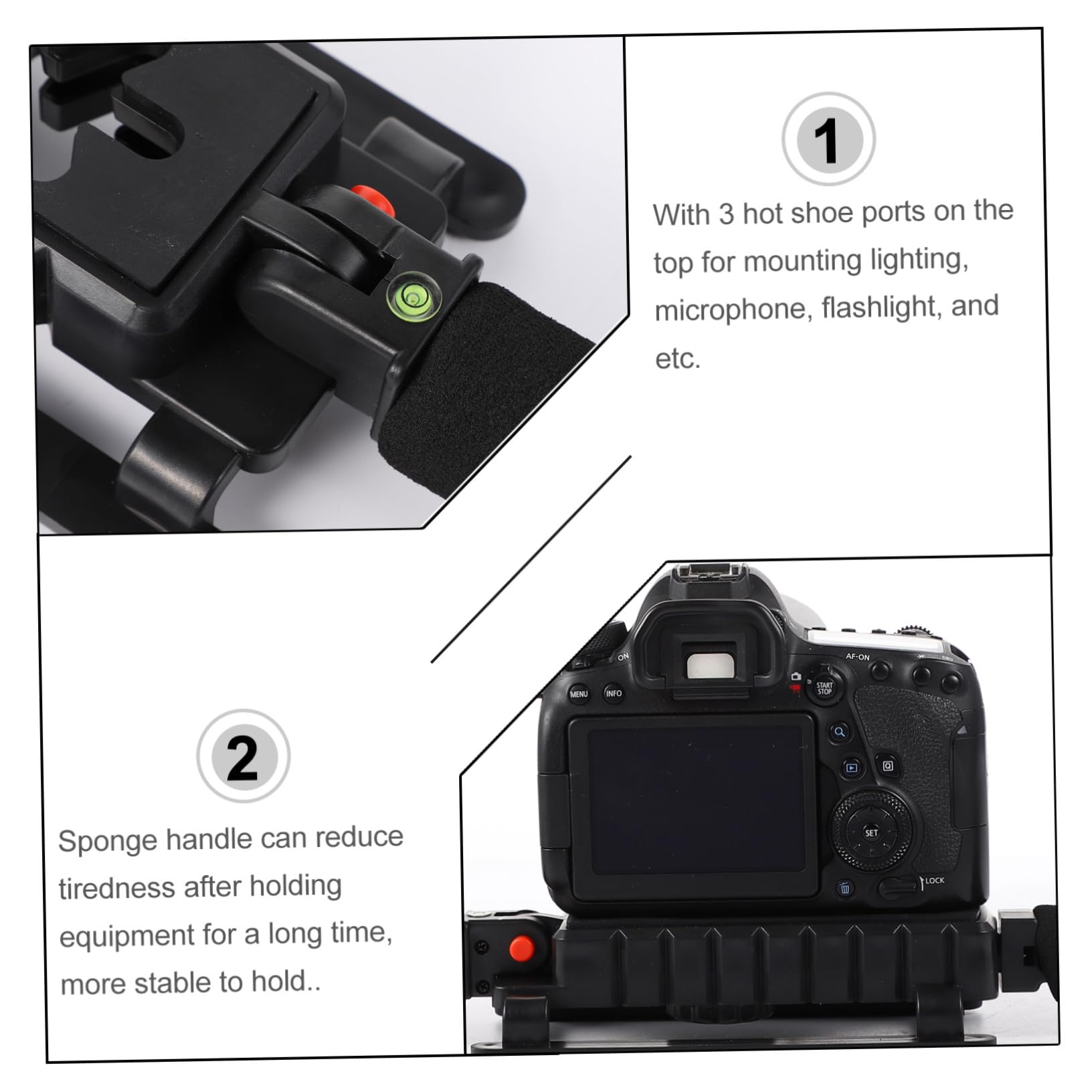 Amosfun Estabilizador de Cámara Portátil para Móvil y Dv 3 Zapatas Frías, Soporte Ergonómico de Plástico y Esponja para Grabación Estable