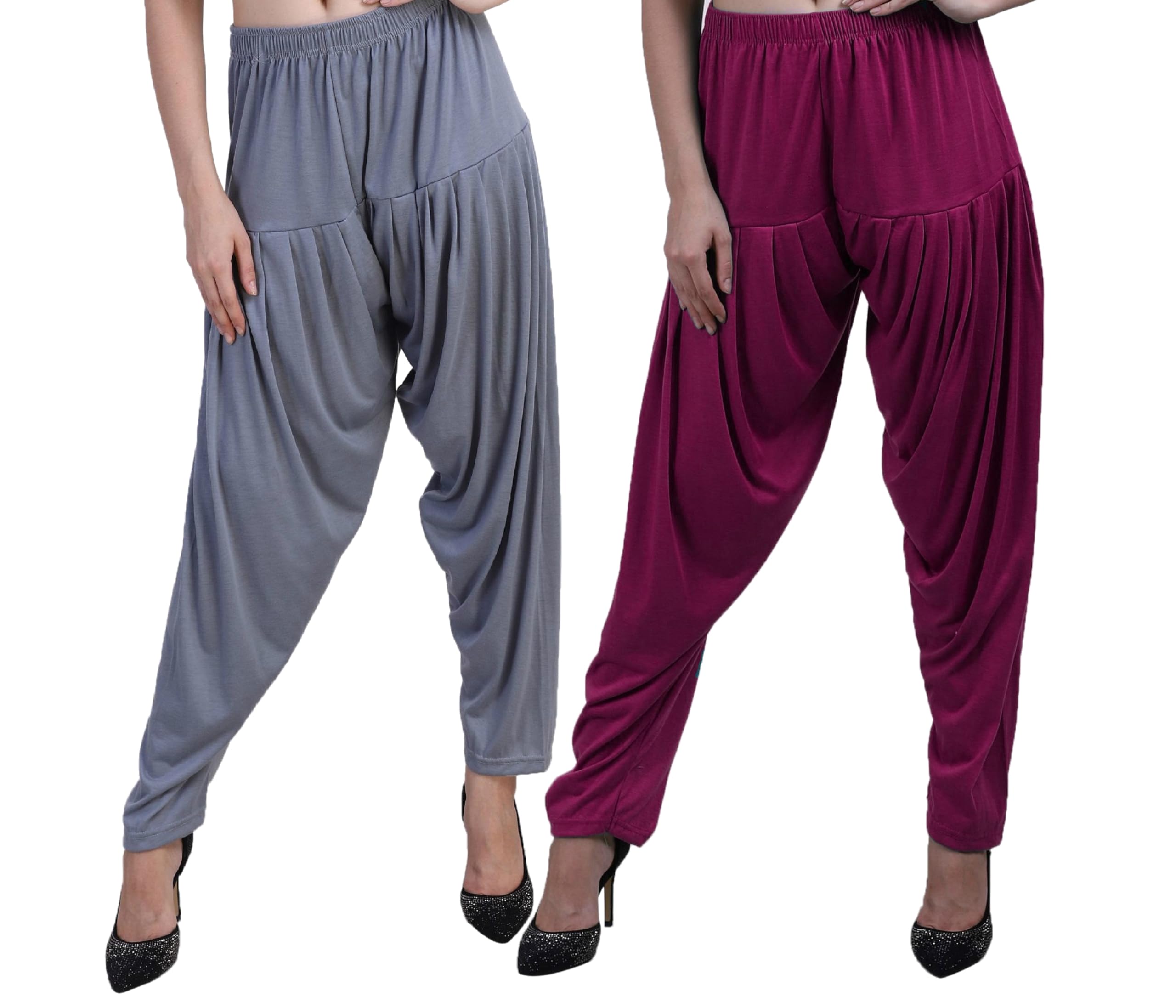 Women's Pack 2 Viscose Patiala Pants Biscuit Multicolour-picture-13