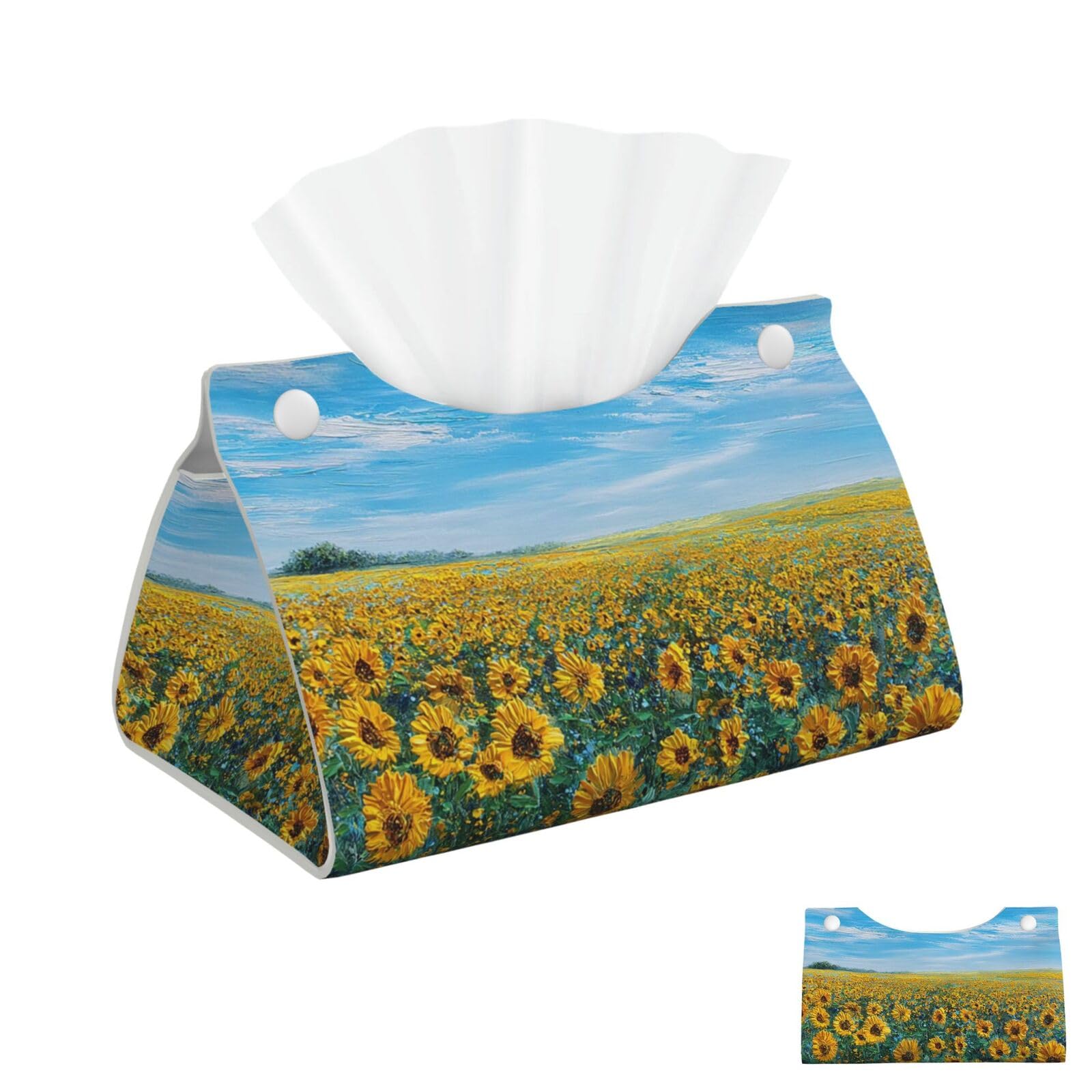Sunflower Field on Bright Sunshine Tissue Box Cover Square Cube Boxes
