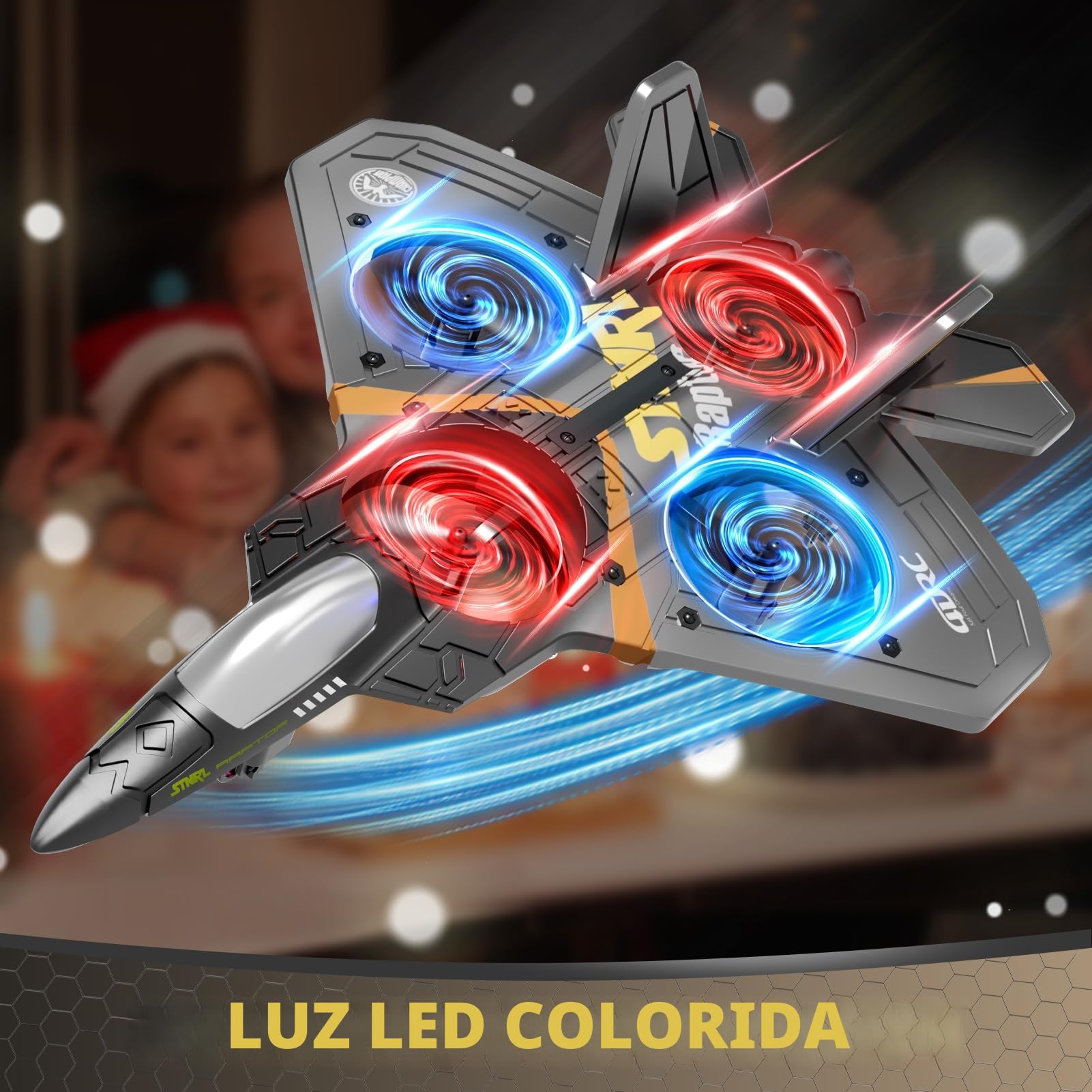 4DRC V17 - Avión teledirigido de 6 Canales, con función Gravity Sensing Stunt Roll Cool Light, avión teledirigido de 2,4 GHz, Planeador Volante a Distancia, fácil de pilotar para Adultos, niños