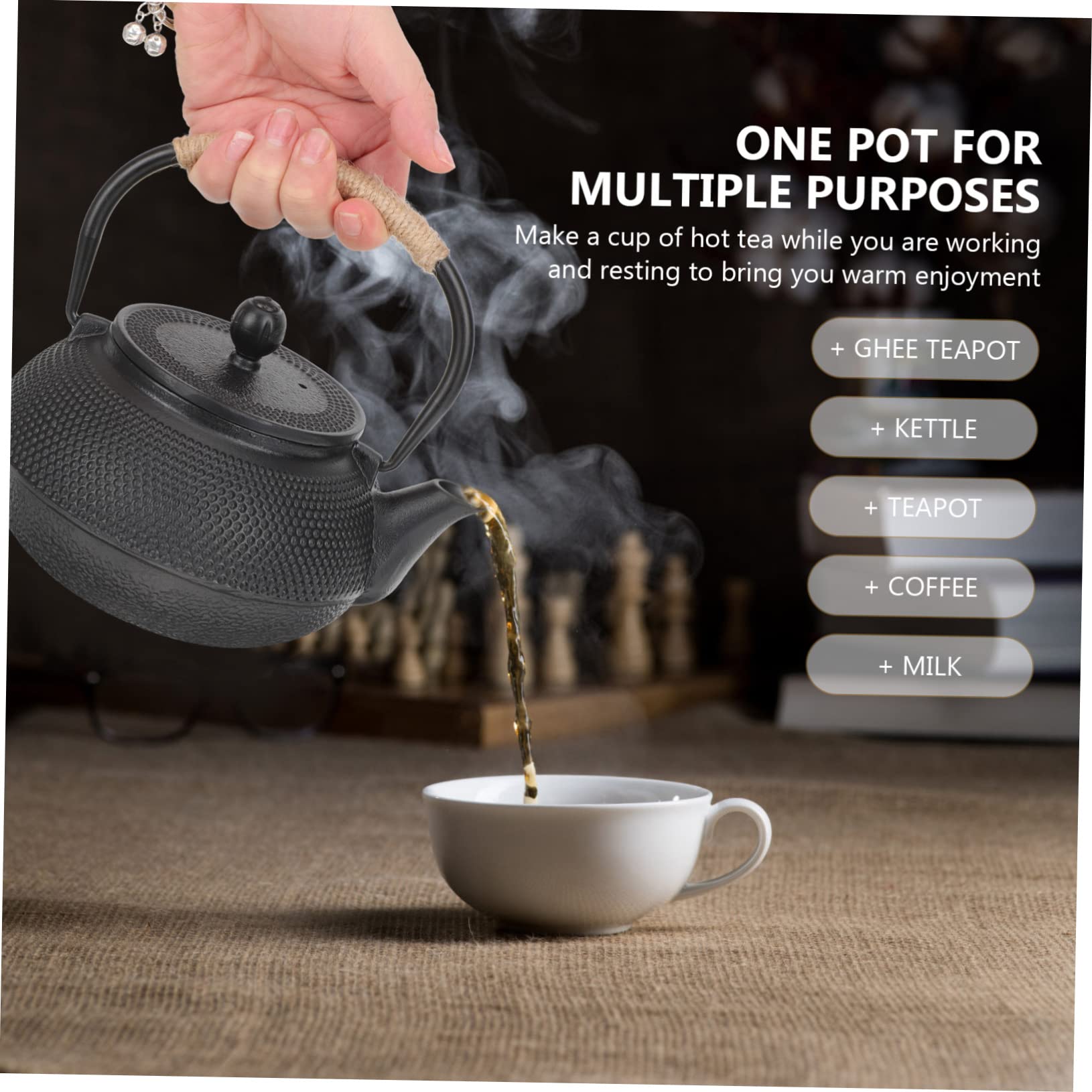 Tetera De Hierro Fundido De Diseño Japonés Retro De 800 Ml Con Asa De Metal Tetera De Escritorio Para Té