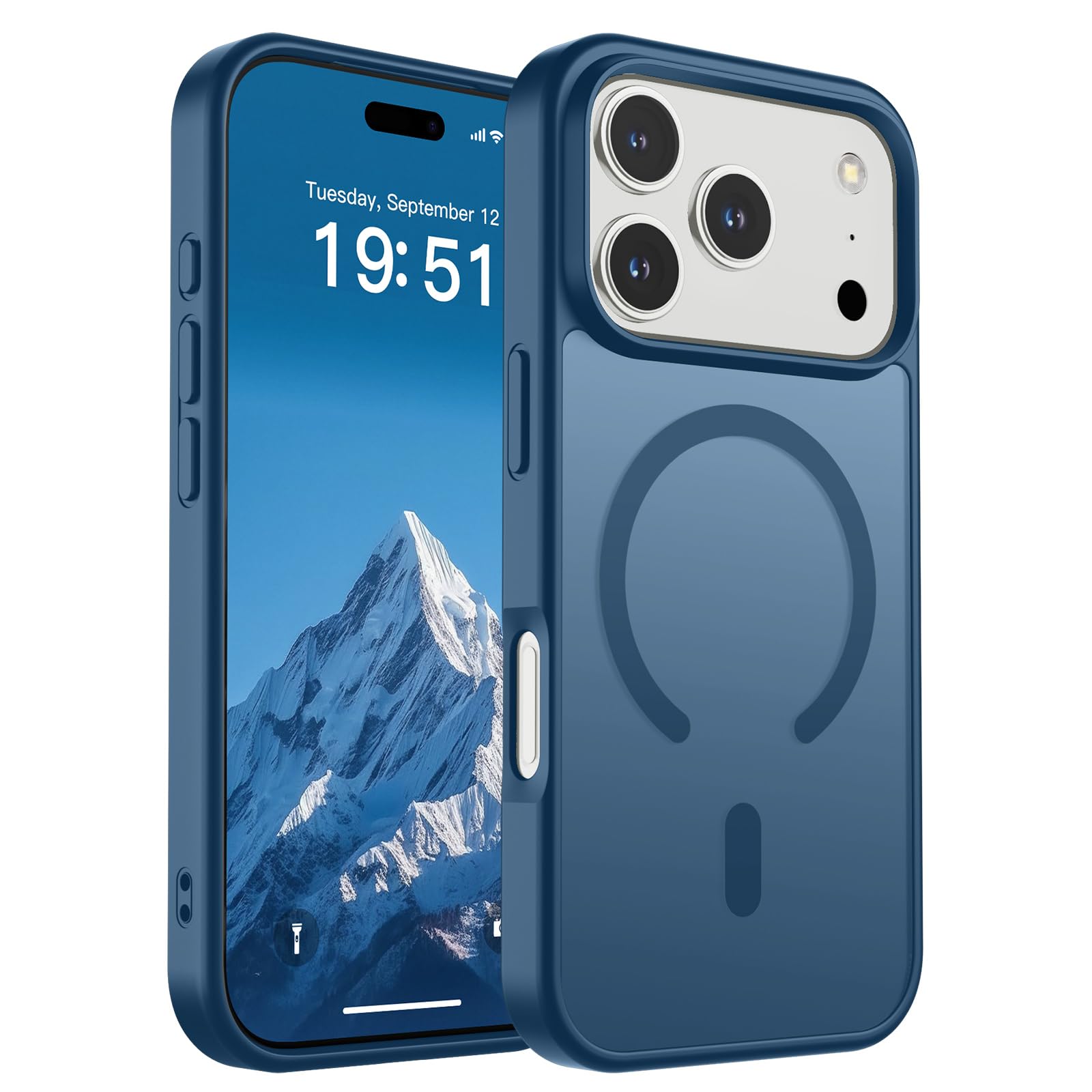 supfine magnetic for iphone 17 pro case (compatible with magsafe)(military grade drop protection) translucent matte shockproof with anti-fingerprint phone cover,deep blue