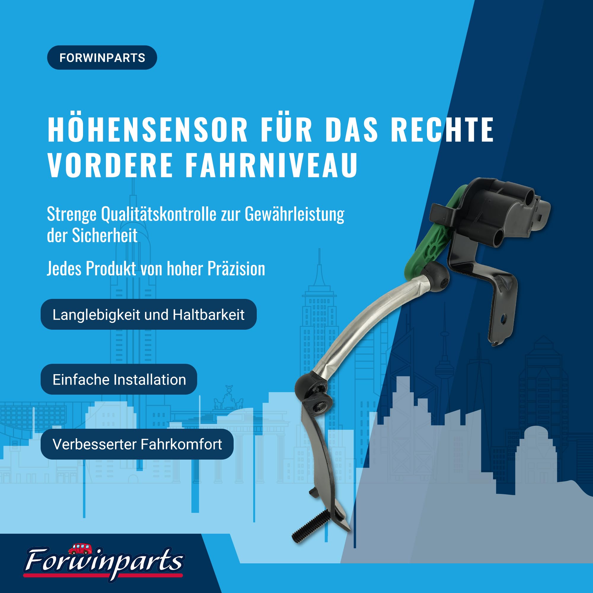 Forwinparts rechte Seite 3C0412522B Höhensensor für das rechte vordere Fahrniveau für Audi Q3 RSQ3 VW Caddy CC EOS Golf Passat Scirocco Sharan Tiguan Touran seat Alhambra