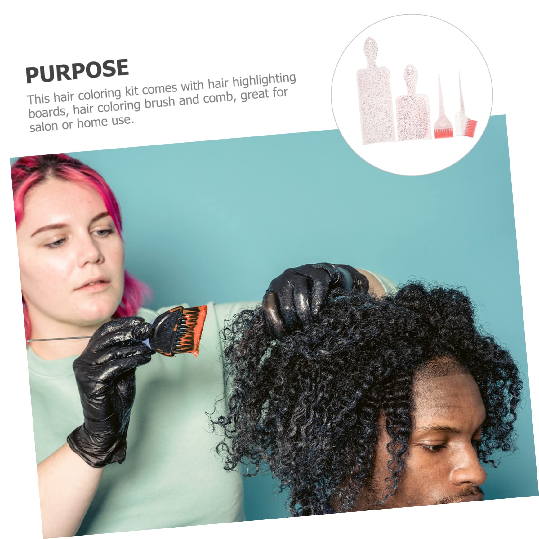 NOLITOY Hair Tint Brush Comb Highlighting Kit Hair Dye Paddle Set for Salon Use