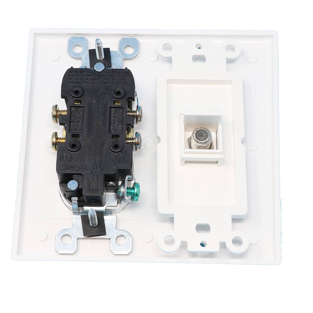 (未使用･未開封品)　RiteAV ( 2ギャングDecorative ) 15?Ampラウンド電源コンセントHDMIテレビ壁プレートホワイト df5ndr3 Amazon.co.jp: RiteAV (2ギャング装飾) 15アンペア ラウンド電源