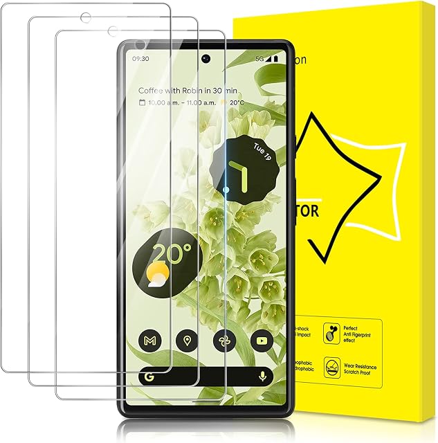 GiiYoon-3 PACK Screen Protector for Google Pixel 6 Tempered Glass [HD Full Coverage] [Easy Installation] [Round Edge] [Scratch Resistant] [9H Hardness] [Bubble Free] Protective Film