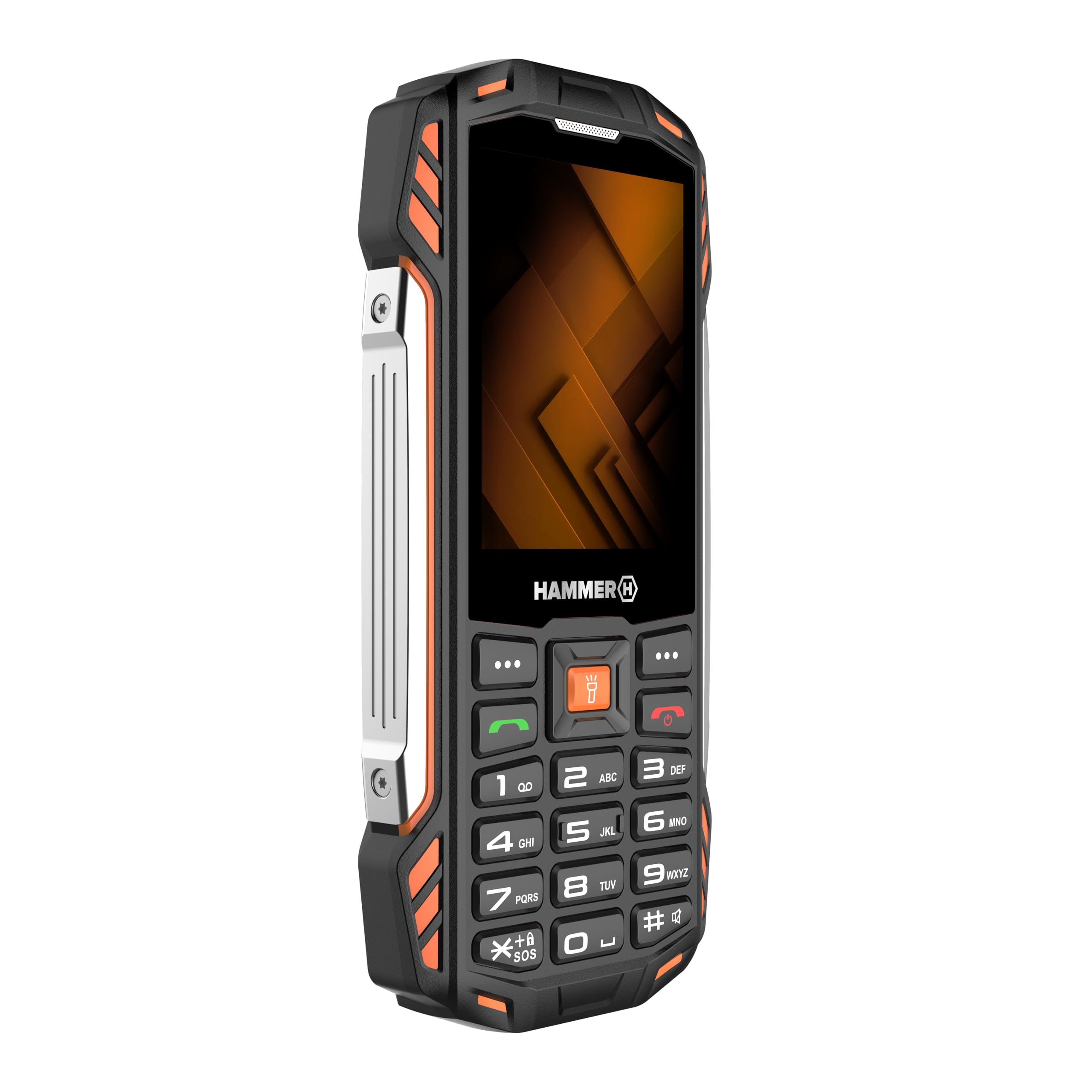 Hammer H Forge Telefono cellulare da esterno, senza contratto, 32 GB, batteria da 3200 mAh, display TFT da 2,4", torcia, IP68, radio FM, jack da 3,5 mm, 2 MP, USB-C, doppia SIM, antipolvere