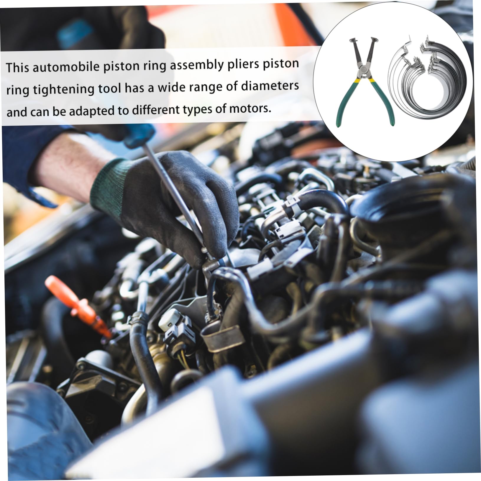 SUPVOX Set Compressore Anelli Pistone per Motori Auto e Camion Pinze in Acciaio al Carbonio, Gamma Diametri Ampia e Blocco a Denti Fini, Incluso Custodia, per Motori da Corsa
