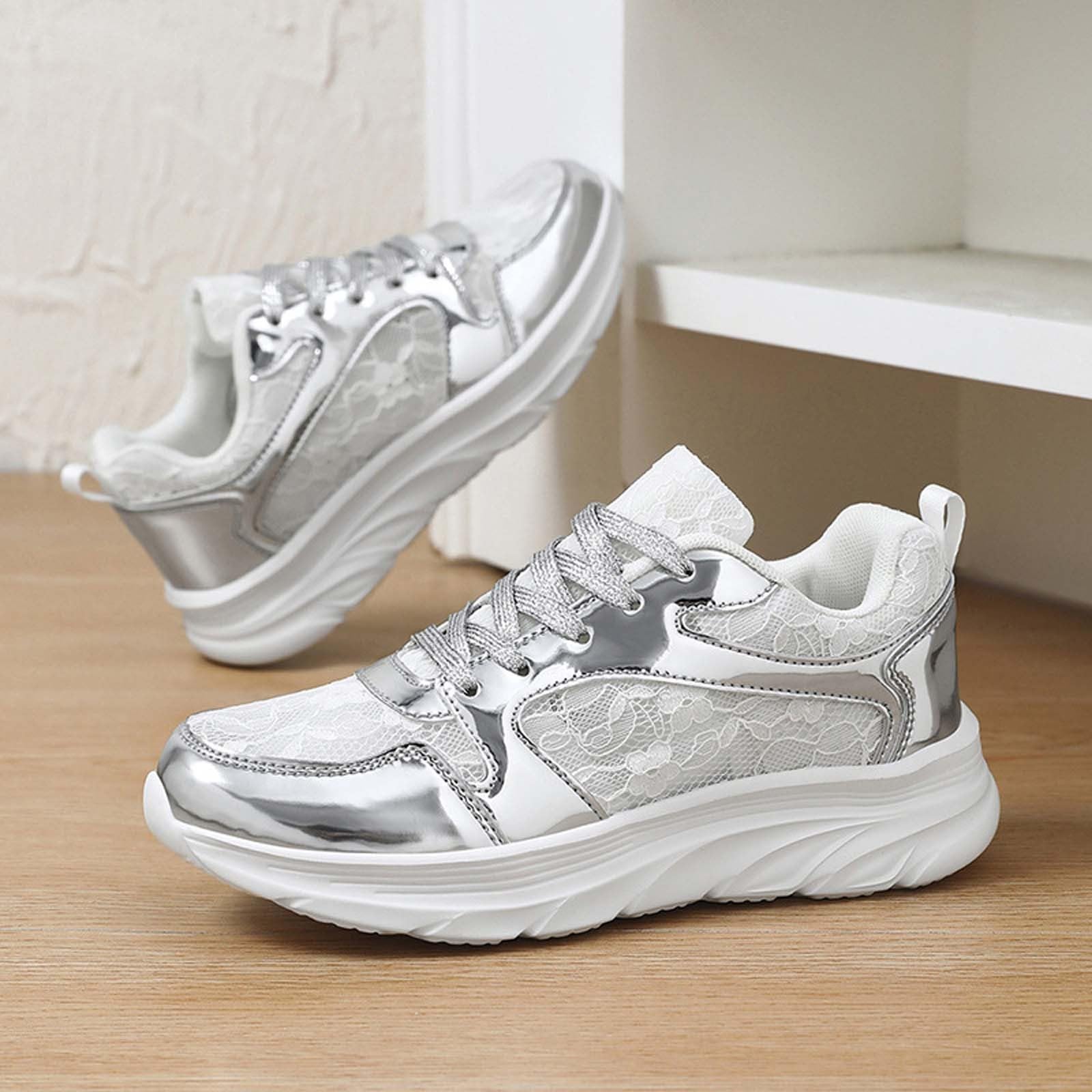 Generisch Buty do stroju ludowego, buty ślubne, buty Dirndl, oddychające, sznurowane siateczki, do noszenia na co dzień, lekkie, do aktywności na świeżym powietrzu, miękka podeszwa, idealne do