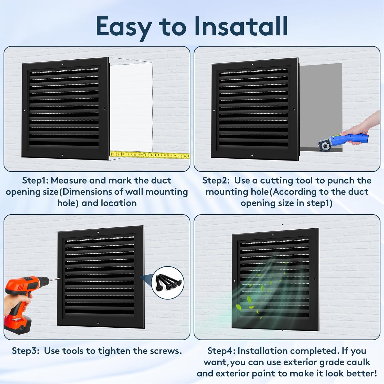 16" X 16" Gable Vent Aluminum Gable Vents for Houses Attic Vent Shed Vents Cover Exterior with Screen Mesh Alloy Wall Vent Ventilation for Home Garage Attic Ceiling - Vent Opening: 14" x 14" Black