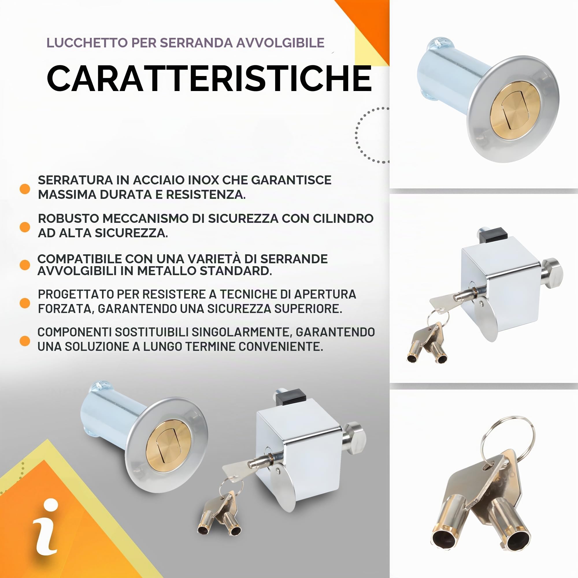 DOJA Barcellona | Serratura Garage | 2 Serrature Garage Avvolgibile | Chiusura per Porta Rimessa con Stelo Tipo Arpione | Serratura di Sicurezza | Serratura Serranda, Persiane, Porta Metallica