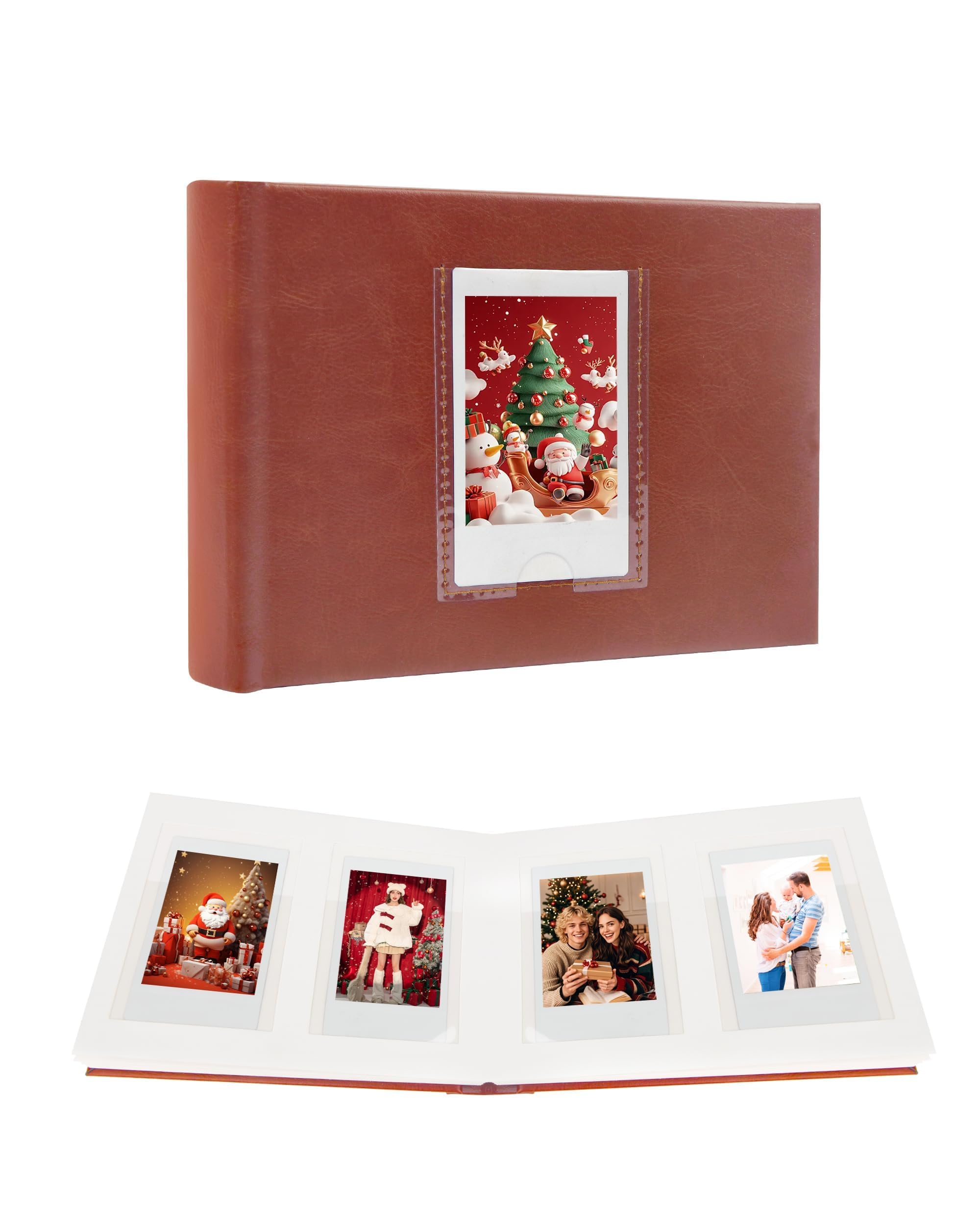 64 Pocket Mini Photo Album with Writing Space,Faux Leather Cover, Compatible with 2x3 Inch Polaroid Pictures and Fujifilm Instax Mini 12 11 9 99 8 7+ 40 Evo Instant Film (Brown)-picture-29