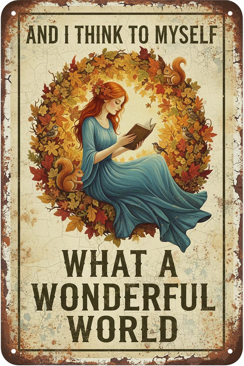 What A Wonderful World Tin Sign, 8x12 Inch