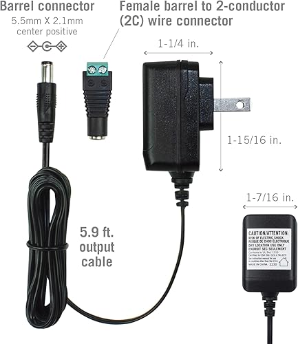 Miniatura 5 de Armacost Lighting 12V 12W 1 Amp Adaptador de fuente de alimentación Transformador AC 100V-120V con conector de salida DC de 0.217x0.083 in