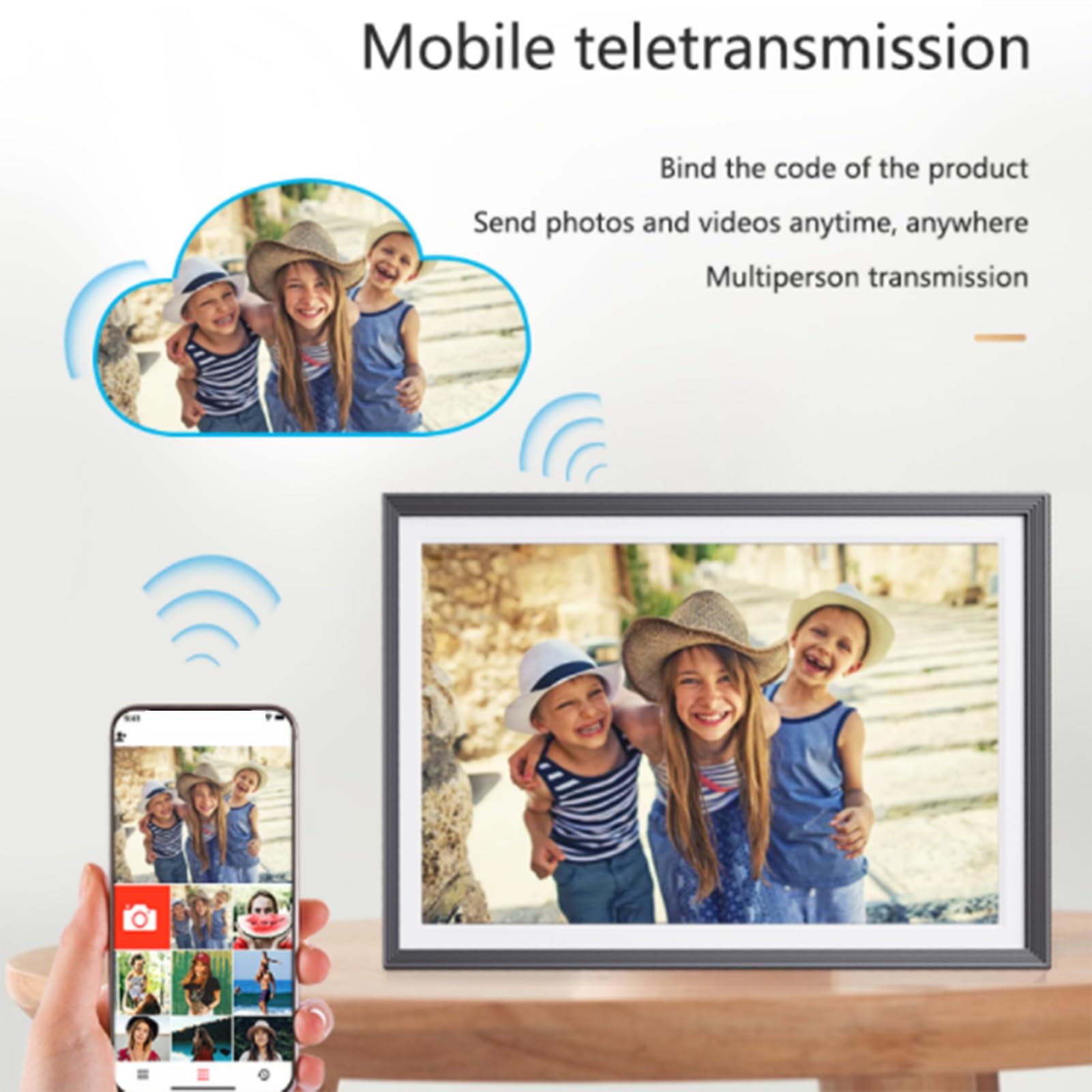Sxhlseller Inteligentny Kalendarz Cyfrowy 10 Cali, Inteligentny Ekran Dotykowy, Kalendarze ścienne, Interaktywny Wyświetlacz do Harmonogramów Rodzinnych, Ramka na Zdjęcia Wi-Fi z aplikacją (EU Plug)