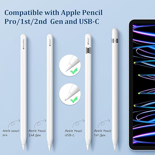 Miniatura 2 de Puntas de repuesto para Apple Pencil Pro2 generación1 generaciónUSB-C, puntas de metal no desgastadas, control preciso 0.031 in más puntas más