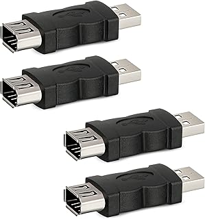 4 Pieces Firewire IEEE 1394 6 Pin USB Adapter Female F to USB M Male Cable Converter Firewire 6 Pin to Male USB 2.0 Adapter for Printer, Digital Camera, Scanner, Hard Disk