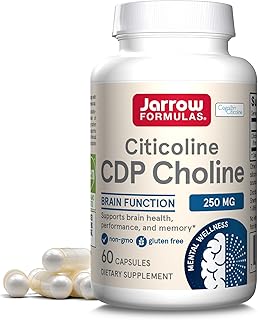 Jarrow Formulas Citicoline (CDP Choline) 250 mg - 60 Capsules - Supports Brain Health & Attention Performance - Dietary Supplement - Up to 60 Servings (PACKAGING MAY VARY)