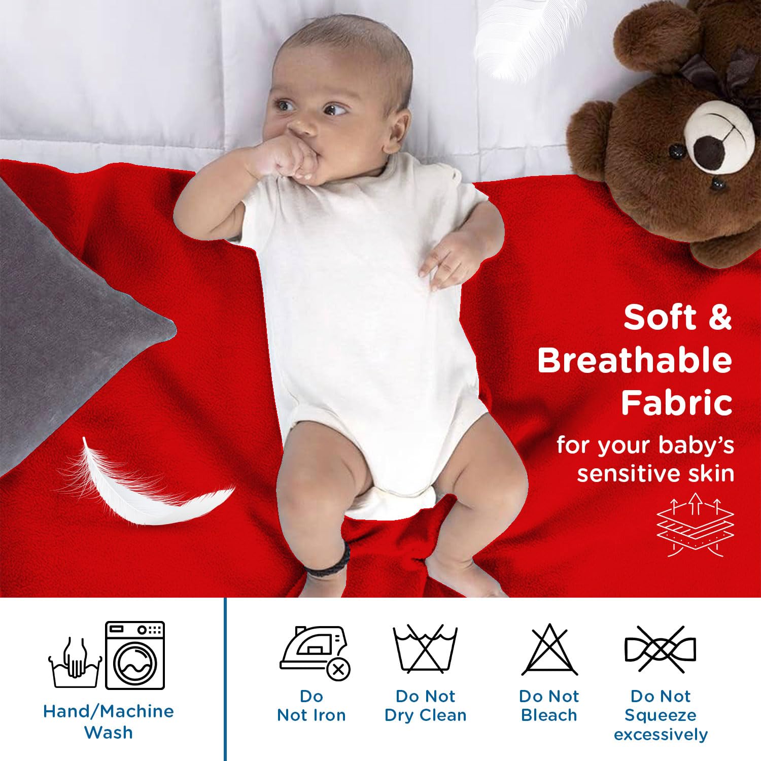 Mee Mee Reusable Water Proof Cotton Bed Protector Sheet/Extra Absorbent Mat/Dry Sheets/Urine Sheet/Dry Mat(Small, Red)(50CmX70Cm) - Image 6 thumbnail