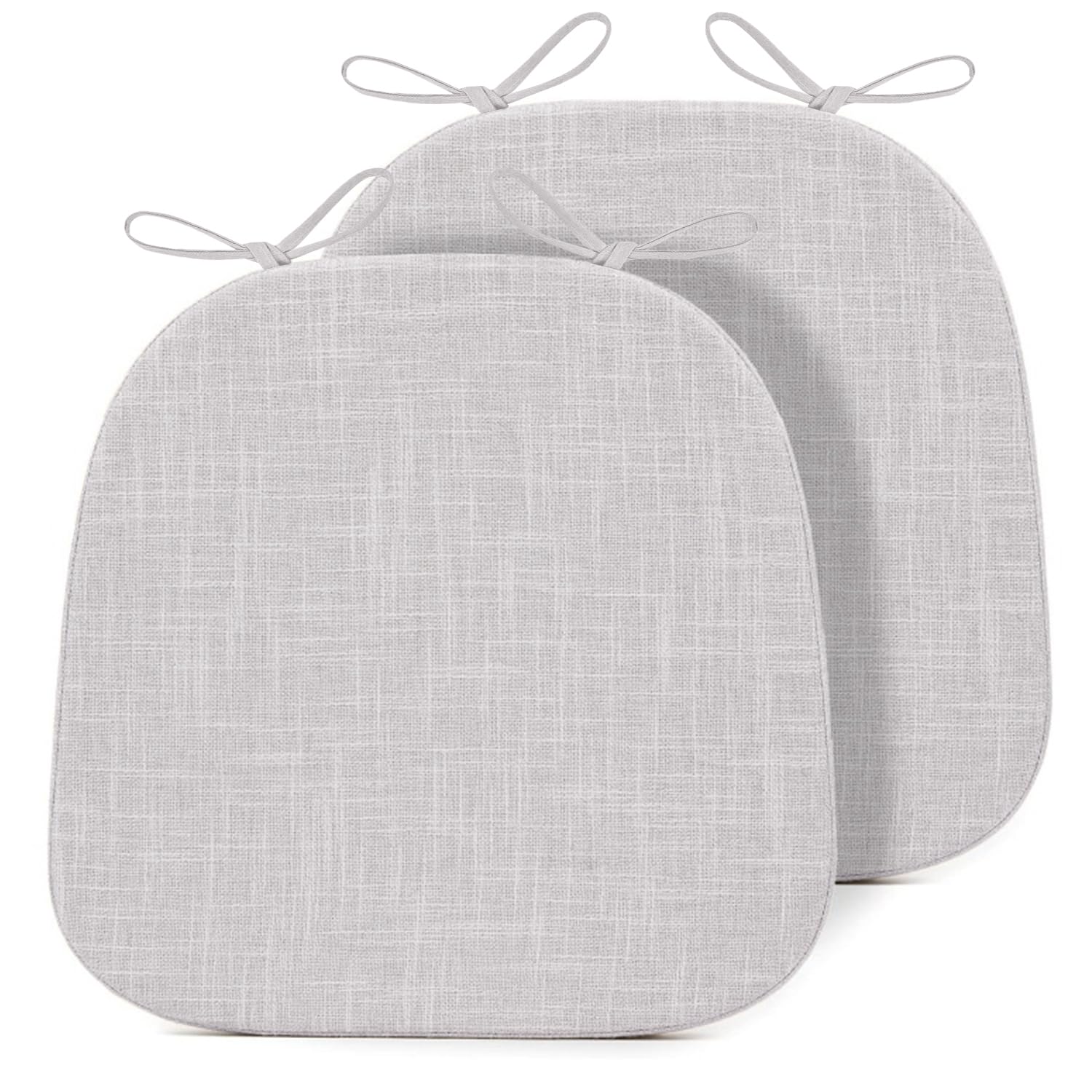 Set di 2 cuscini per sedia U SD con laccetti, per sala da pranzo e cucina, 4 spessi cuscinetti in schiuma ad alta densità con retro antiscivolo, copertura rimovibile Bei (16 x 15) per interni ed