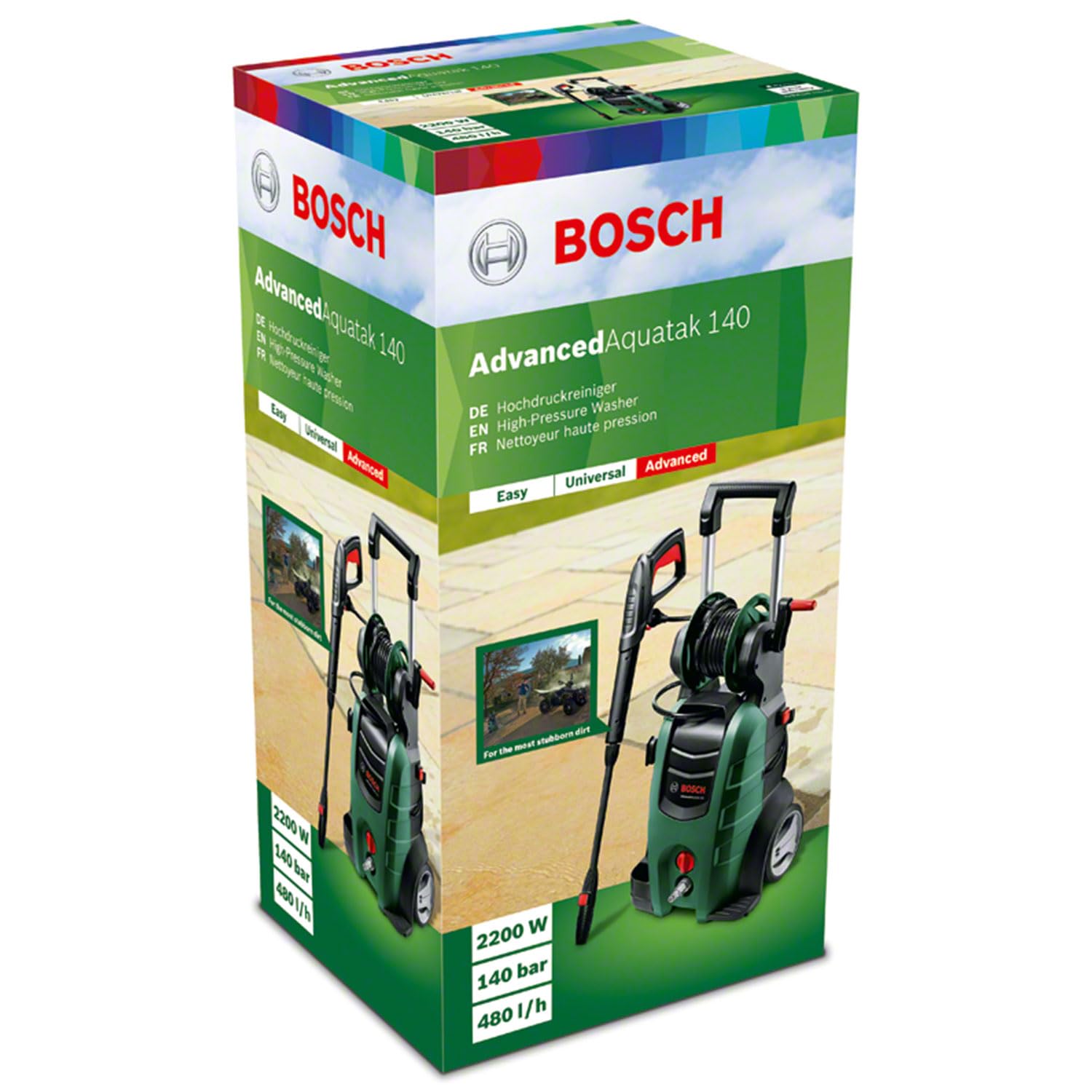 Bosch AdvancedAquatak 140 Hochdruckreiniger - 2100 Watt, 140 bar, 450 l/h, vielseitige Reinigungsmöglichkeiten, Aufbewahrungsfach, inkl. Zubehör