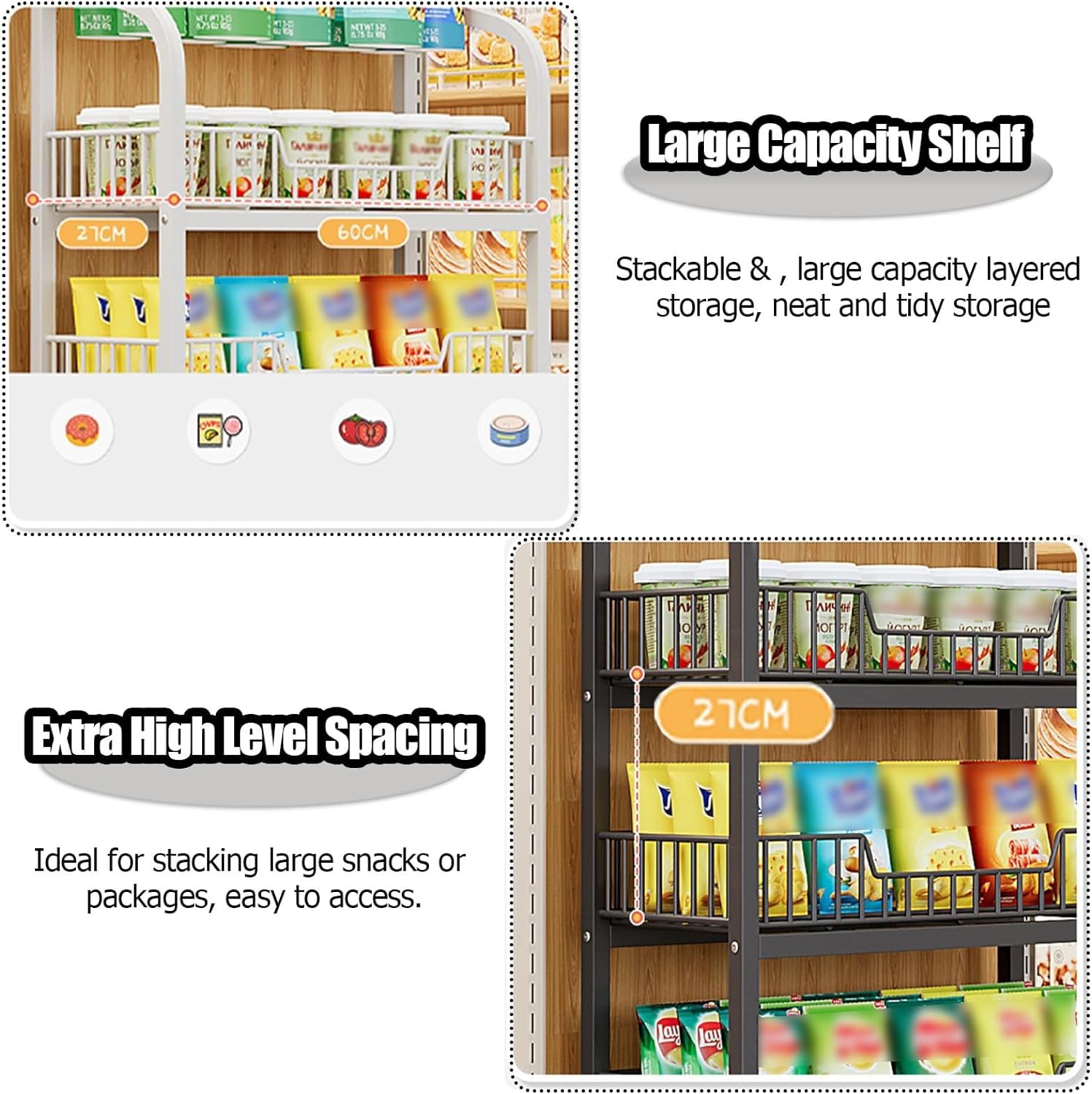 Amazon｜スーパーの棚 4/5層 収納ラック スーパーマーケットの陳列棚