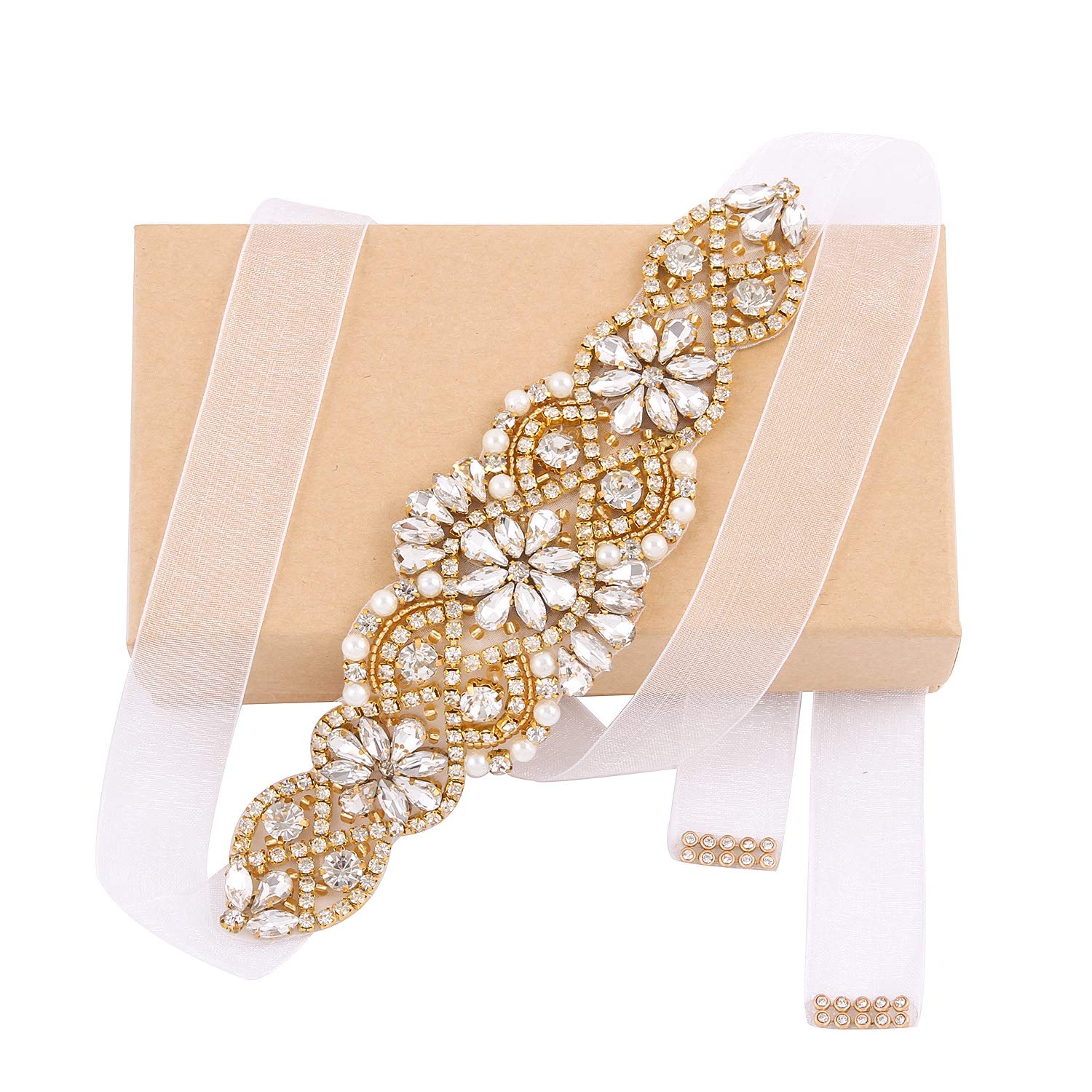 WEZTEZ Bridal Belt Handmade Crystal Wedding Sash Rhinestone Sash for Flower Girl Evening Dress