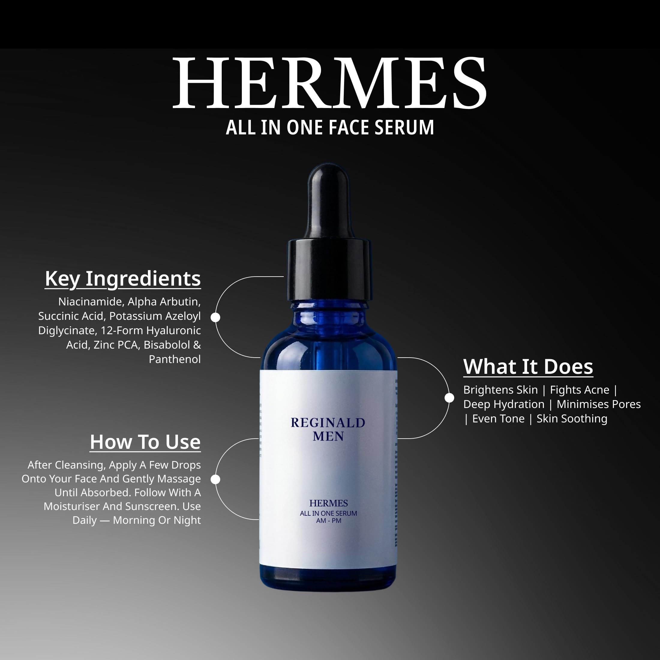 Reginald Men ADONIS - Male Skin Care (Solved) Kit - Daily Use & Gift | Sunscreen (SPF 50+) 50g, Barrier Repair Moisturizer 50g, Face & Beard Wash 100g + Serum - 30ml, Lip Lightening Balm SPF 30+ 3