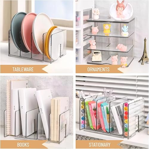 Miniatura 6 de Sylfaen Organizador de archivos de escritorio transparente, clasificador de archivos acrílico expandible, rebote automático, multifunción 5