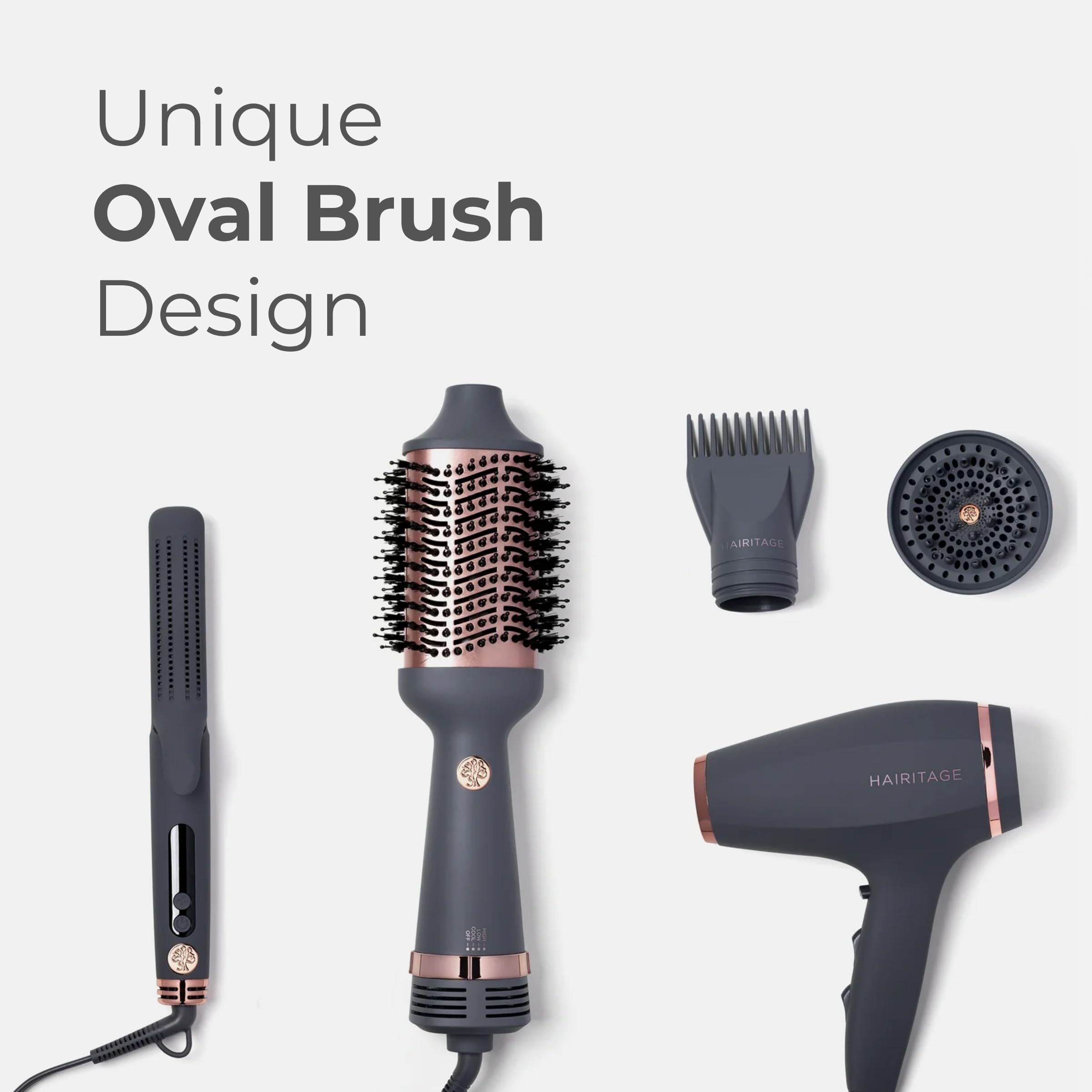 Hairitage Up in The Air Volumizing One-Step Blow Dry Brush, Matte Grey