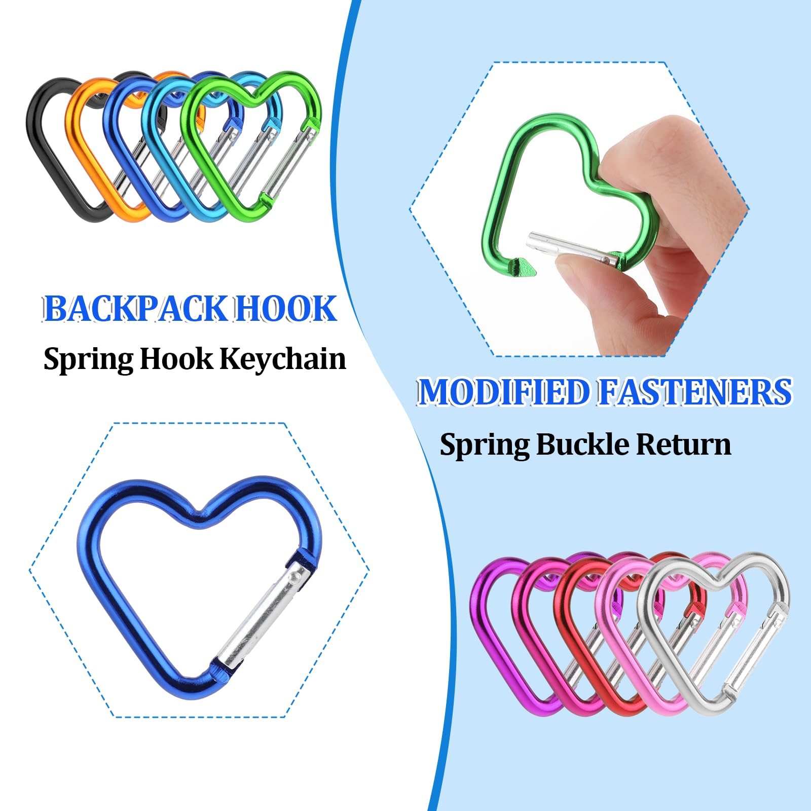 Moguri 4 stuks sterren karabijnhaken, zinklegering sleutelhangers, clips, Y2K esthetische karabijnhaken voor outdoor rugzak, wandelen en kamperen, zwart, zilver, verschillende maten