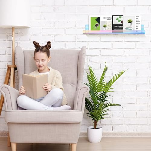 Miniatura 5 de Blulu Paquete de 8 estantes flotantes de acrílico de 14 pulgadas montado en la pared, estante acrílico invisible para sala de estar, oficina,