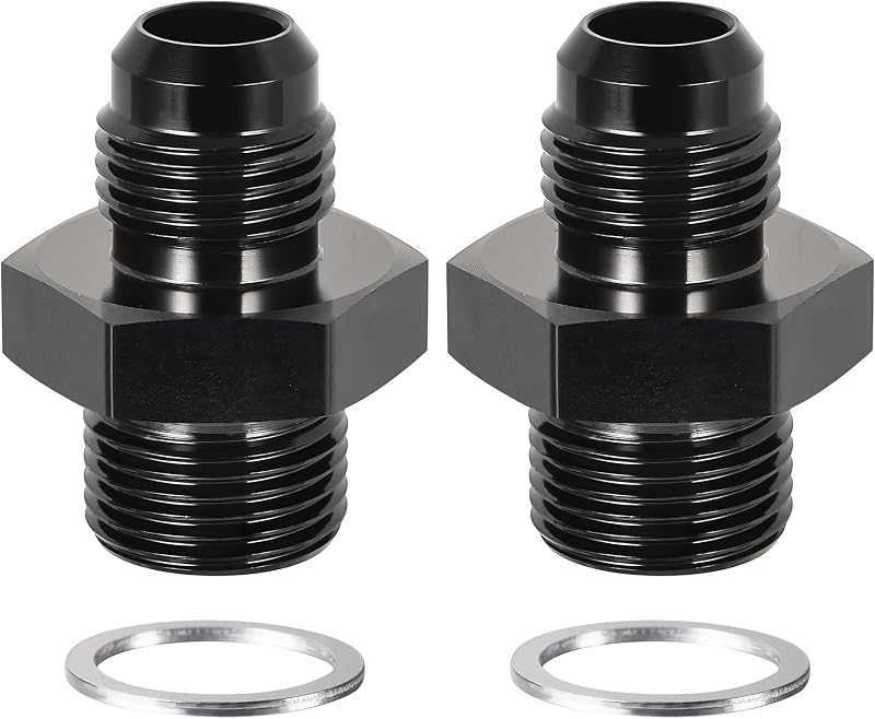 Adaptador de entrada de combustível para carburador EVIL ENERGY 6AN macho para 5/8-20 macho em alumínio preto – 2 unidades