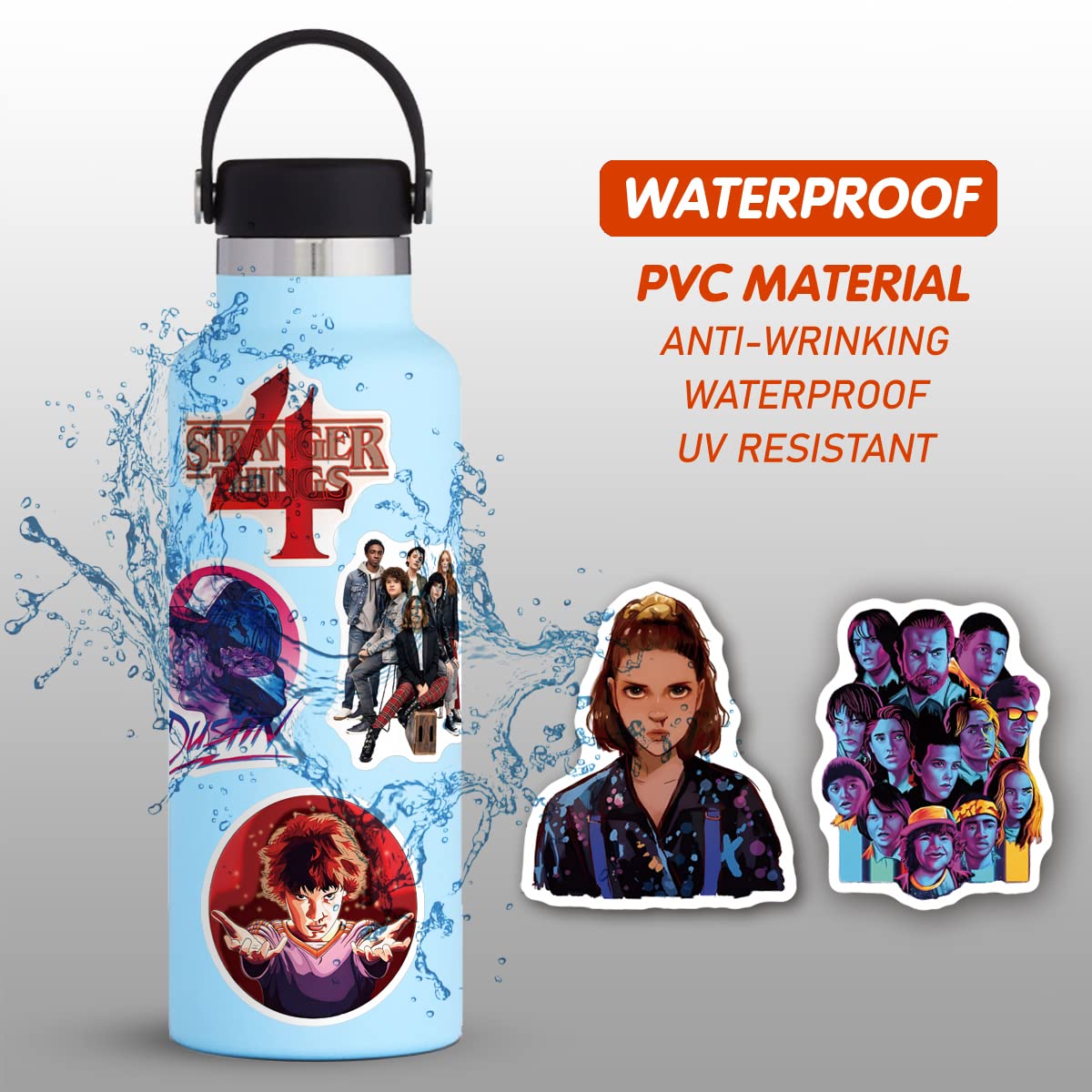 Stranger Things Gadget-Aufkleber – 4 Bögen, Wasserfest, Repositionierbar, Offiziell Lizenziert