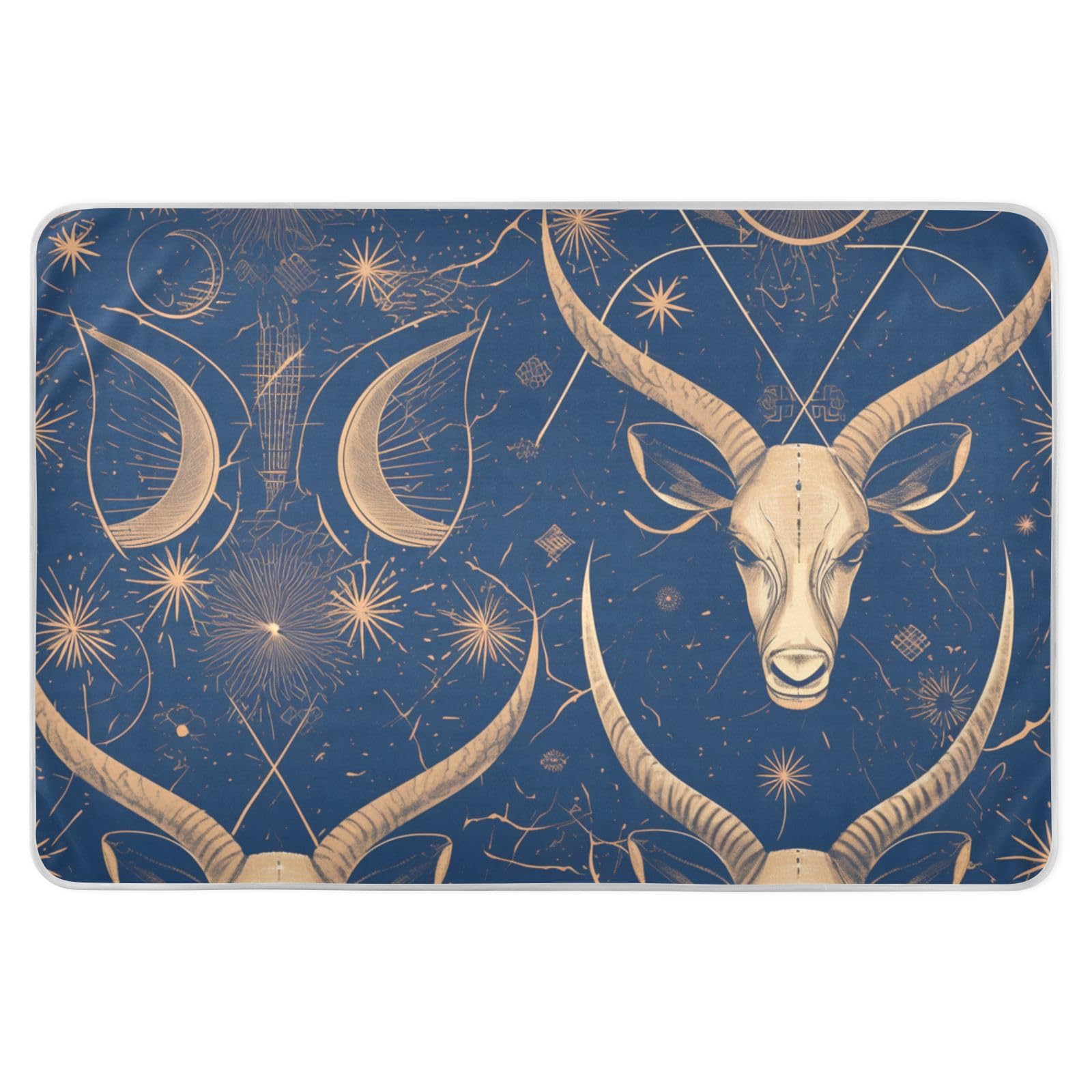 Cartoon Gemsbok Dark Blue Gold Potty Training Pee Pad Highly Absorbent Potty Training Cover Changing Travel Mattress for Kids Adults Pets , 52