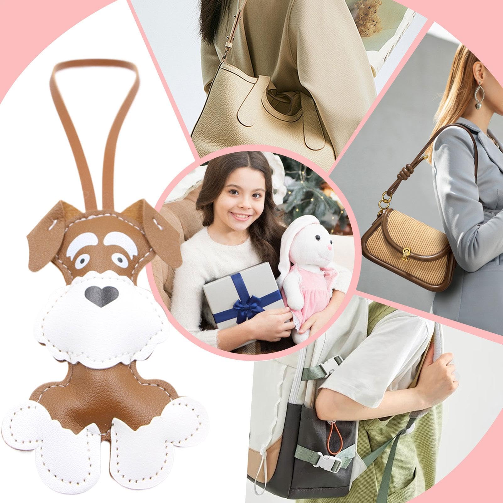 Borsa per cani, charme, borsa per animali in pelle, con ciondolo a forma di cucciolo, in pelle PU, per donne e ragazze
