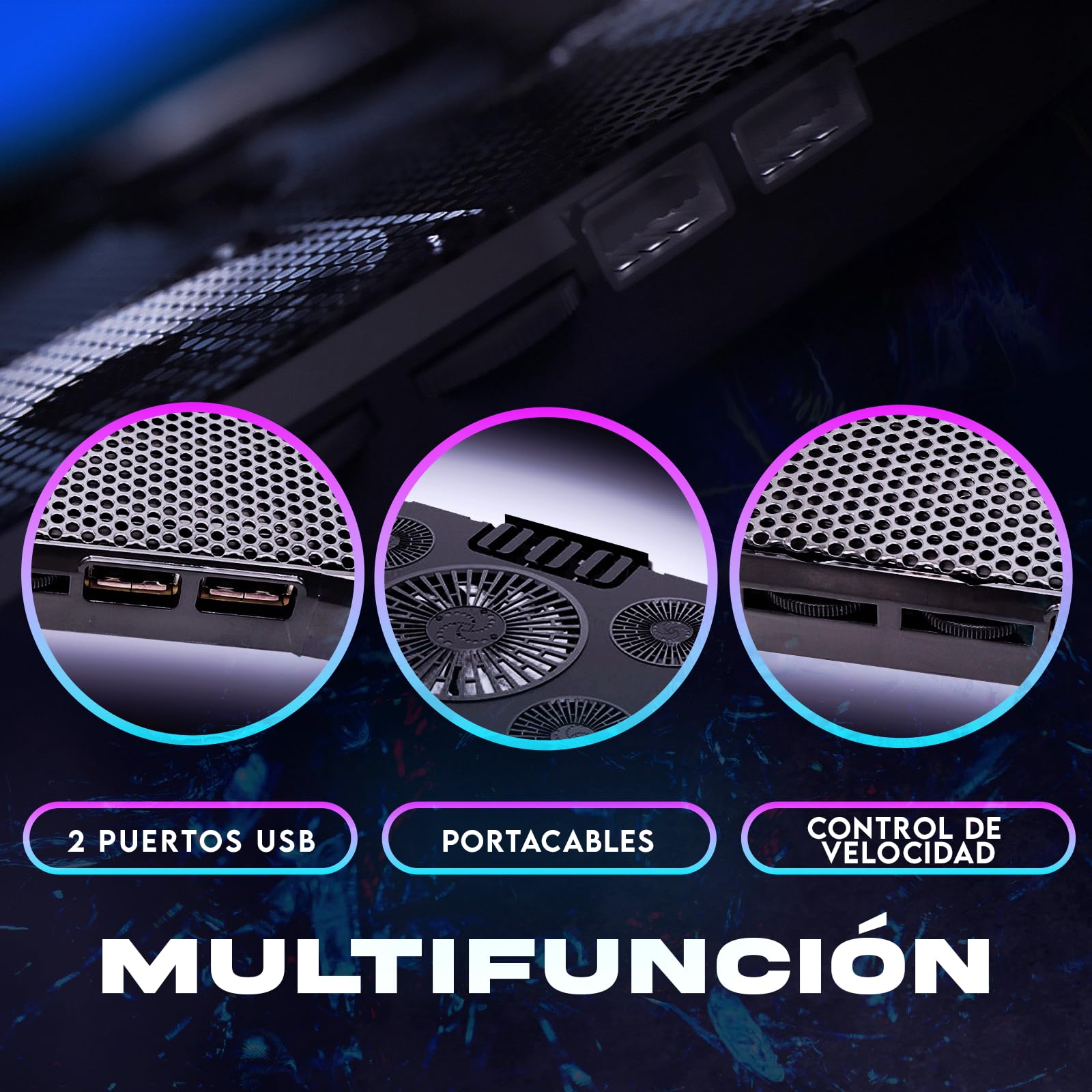 KLIM Cyclone - Base Refrigeradora Portatil - Nuevo - Potente Refrigerador Portátil con 5 Ventiladores para Ordenador Gaming, PS4, PS5 - Varias inclinaciones - Soporte Estable - Blanca