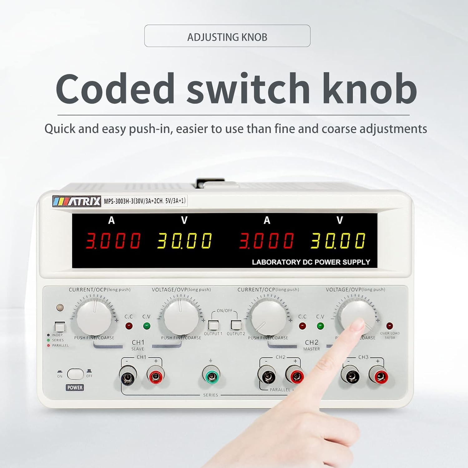 User adjusting knobs on the MATRIX power supply