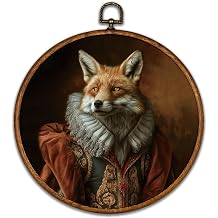 BCUANGD Vintage Royal Fox Animal Portraits Round Wall Art Decor 10"x10"